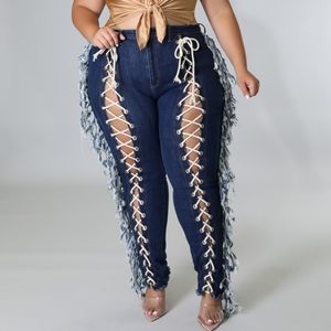 Fringed Tie Me Up Jeans